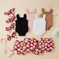 thumbnail image 2 of CNKOO Casual Sleeveless Square Collar Ribbed Romper + Daisy Print Shorts + Headband, 2 of 2