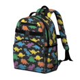 thumbnail image 2 of Colorful Dinosaurs Black Pattern Cute School Backpack Bag for School with Padded Back and Adjustable Shoulder Straps 15.25"x11.5"x5.25", 2 of 5