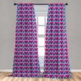 thumbnail image 5 of Ambesonne Geometric Curtains, Psychedelic 3D Triangles, Pair of 28"x63", Magenta Dark Sky Blue, 5 of 5