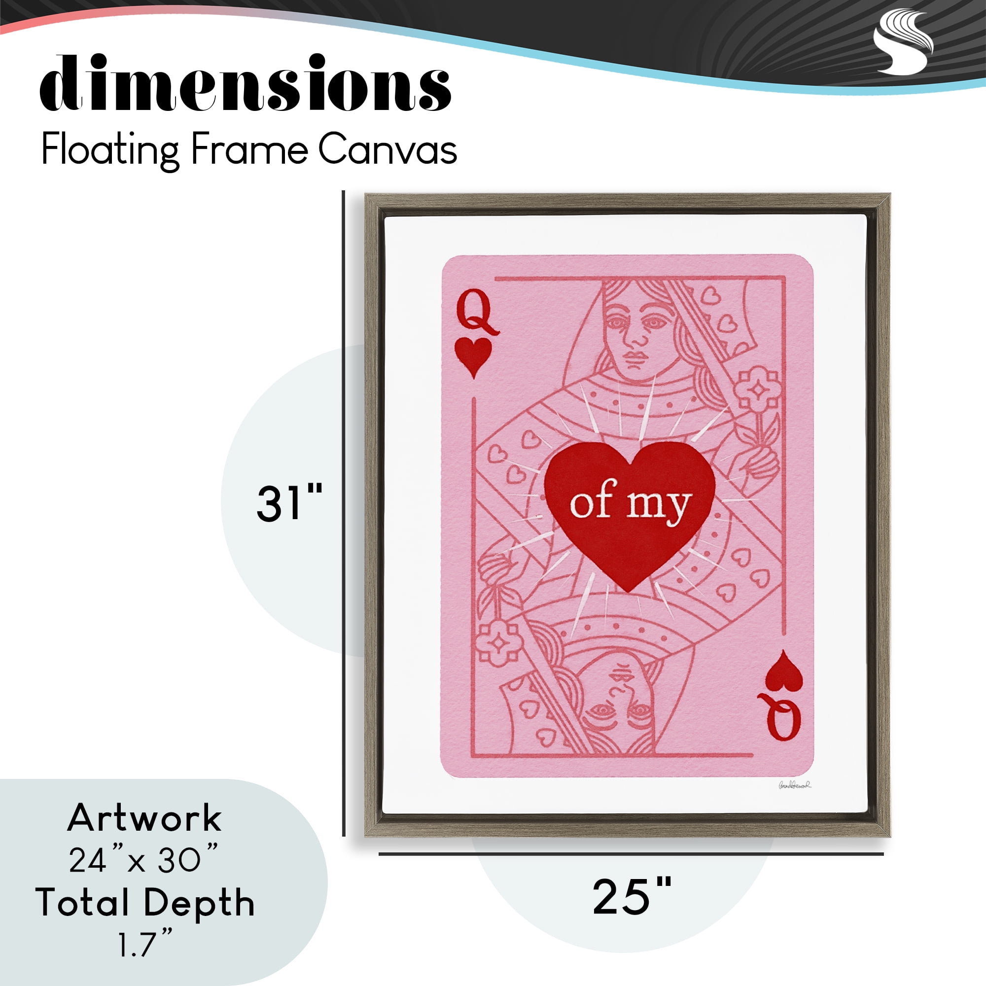 Queen Of My Heart Brown Framed Floater Canvas Wall Art, design by Amanda Greenwood