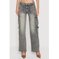 thumbnail image 3 of Women's VIP Acid Wash Straight Leg Utility Jeans, 3 of 4