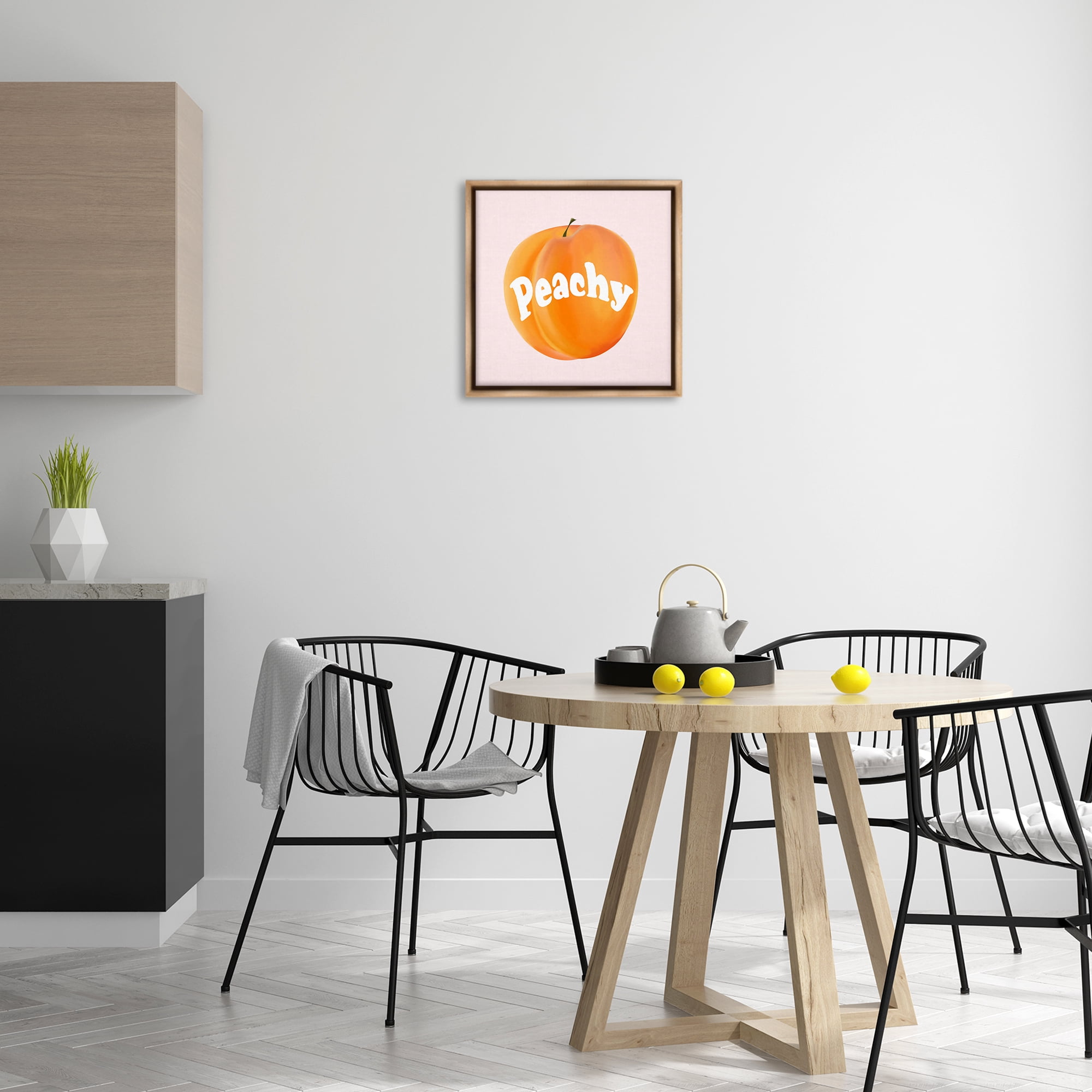 Stupell Industries Peachy Fruit Typography Food & Beverage Painting Brown Floater Framed Canvas Art Print Wall Art, 18 x 18