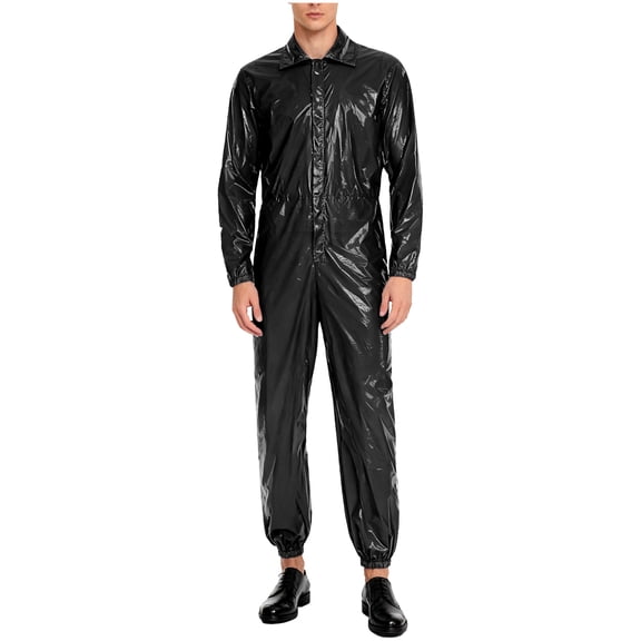 vastwit Waterproof Mechanic Jumpsuit Men's Coveralls Long Sleeves Zip-Front Overalls Workwear Black L