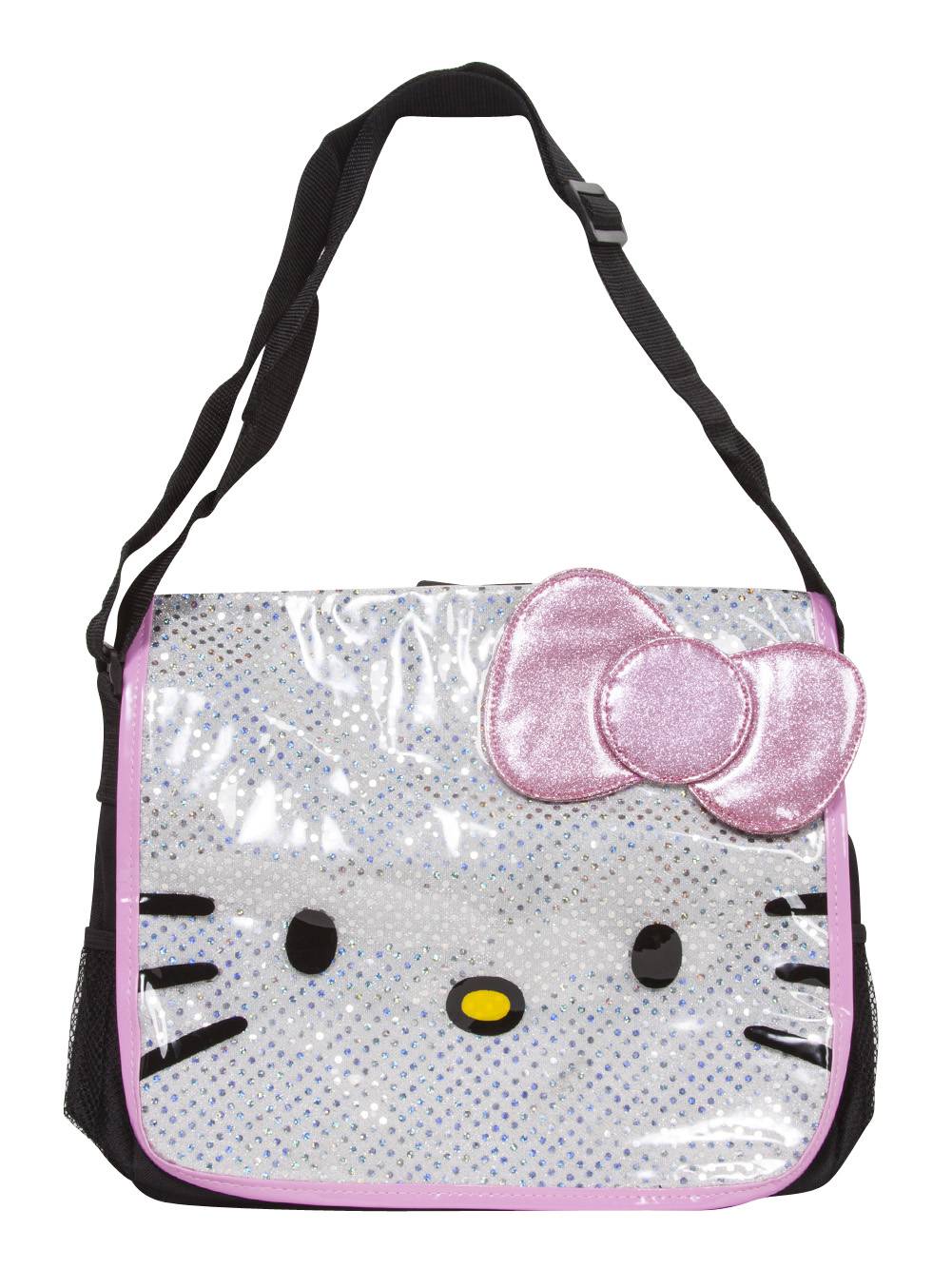 Sanrio Hello Kitty White and Pink Glitter Messenger Bag - Walmart.com ...
