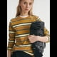 thumbnail image 4 of Sudadera de Rayas con Cuello Redondo para Mujer, Larga, Bloque de Color, Informal, Holgada, Deportiva Verde S, 4 of 8