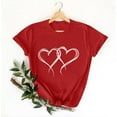 thumbnail image 4 of Leodye T-shirt Décontracté et Ample pour Femme, Cadeau de la Saint-Valentin, Manches Courtes, Col Rond, Imprimé Double Cœur, Haut Rouge TG(TG), 4 of 5