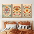 thumbnail image 4 of 3Pcs Framed Mexican Floral Canvas Wall Art (16"x24"), Abstract Orange Botanical Latin Folk Wall Decor, Vintage Mid Century Modern Tropical Flower Art Print for Office Farmhouse, 4 of 7