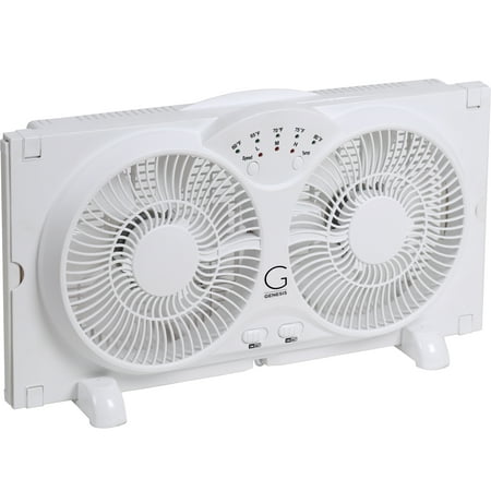 Twin Window Fan with 9 in. Blades Adjustable Thermostat and Max Cool Technology ETL Certified