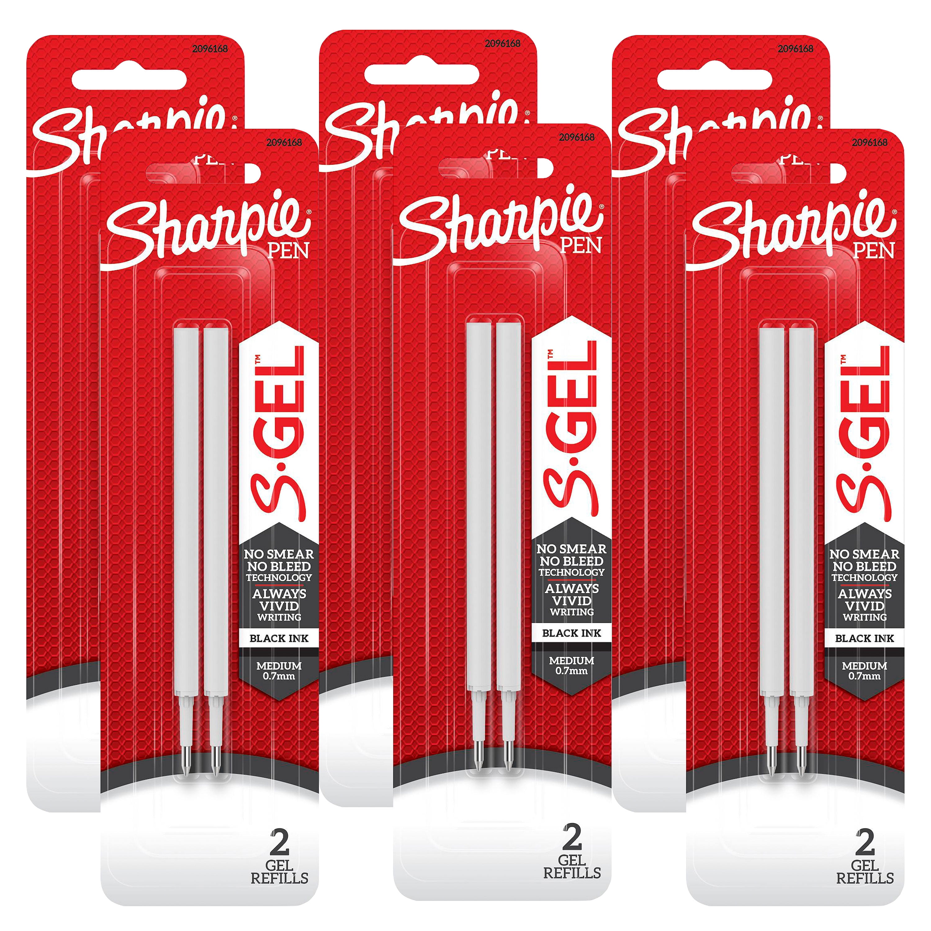 Sharpie Black Ink Gel Pen Refills, Medium Point (0.7 mm), (6 Packs of 2)