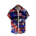 thumbnail image 4 of Camisas De Sport Para Hombre Hombres Verano Día de la Independencia Moda Ocio Playa Playa Botón de impresión digital 3D Camiseta de manga corta (H, XL), 4 of 5
