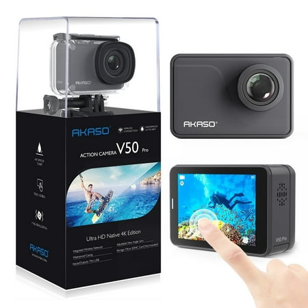 AKASO V50 Pro Native 4K/30fps 20MP WiFi Action Camera with EIS Touch Screen/30m Waterproof /Aujustable View Angle /Remote Control Sports Camera with Helmet Accessories