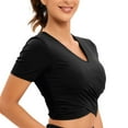 thumbnail image 4 of SWSMCLT Women's Workout Crop Top Light Fall Thin Yoga Short Sleeve Yoga Shirt Soft Summer Fitted Fashion Black 8-10, 4 of 4