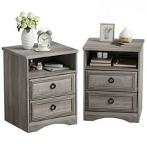 LGHM Gray Nightstands Set of 2, Bedside Table with 2 Drawers for Bedroom, Living Room