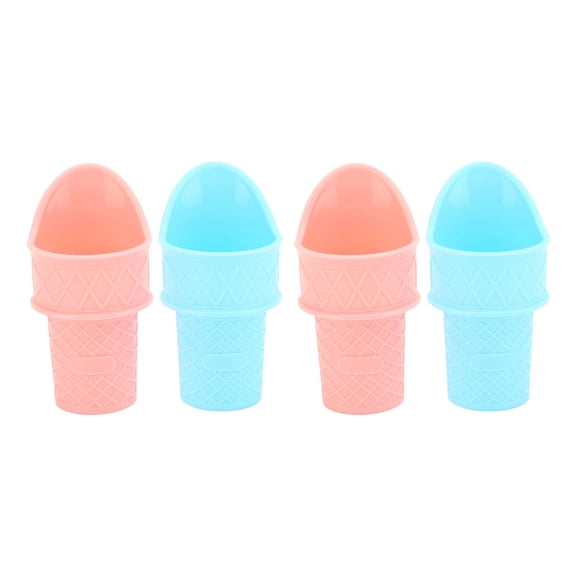 BIMZUC 4-Pack Reusable Mini Ice Cream Cone Holders – Stand Upright, BPA-Free, Dishwasher Safe – Pink & Blue for Kids & Family
