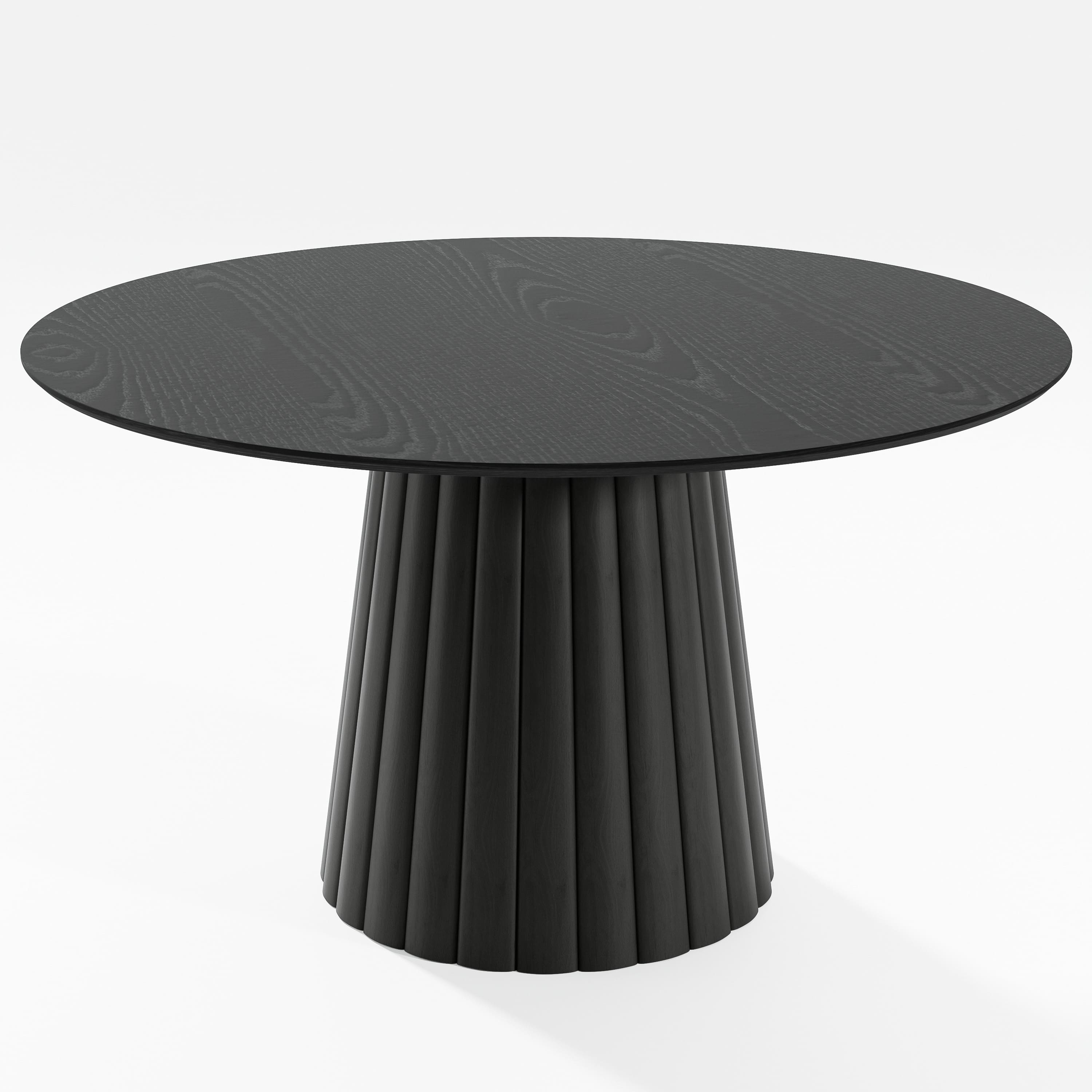52 in. Soild Wood Black Dining Table Round Kitchen Table
