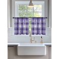 thumbnail image 3 of Sheer Curtains 45 Inch Length 2 Panels Set for Kitchen, Purple Plaid Semi Sheer Curtains for Windows, Modern Art Checkered Farmhouse Voile Window Treatments Rod Pocket Curtain, 3 of 7