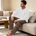 thumbnail image 4 of VV AVEORS Christmas Pajamas For Men Cotton Plaid Pajama Set Long Sleeve Pj Set Comfy Sleepewear Crew Neck Pajama With Pants Red XL, 4 of 7