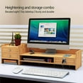 thumbnail image 2 of DIY Office Wood Desk Organizer Multifunctional Wooden Storage Shelf Monitor Stand Riser Desktop Tray with Lock Drawer, 2 of 12