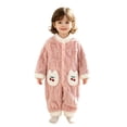 thumbnail image 2 of Maqroz Cute Girls Boys Fuzzy Fleece Snowsuit Winter Warm Romper Long Sleeve Hooded Onesie Outerwear Daily Wear Toddler Clothes with Animal Pockets, 2 of 8