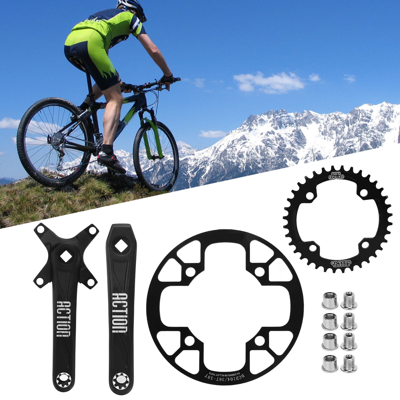 104 BCD Bike Crank Arm Set, Strong Compatibility Aluminium Alloy
