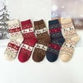 thumbnail image 2 of Yuanlong Womens Socks Christmas 6 Pairs Reindeer Pattern Ribbed Cozy Mid Crew Socks Holiday Warmth Comfort Mid Calf Socks, 2 of 5