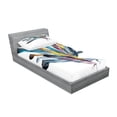 thumbnail image 2 of Ambesonne Retro Fitted Sheet & Pillow Sham Set, Colorful Feathers Old Pen, Twinxl, Multicolor, 2 of 2