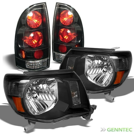 99 Toyota Tacoma Headlights - For 2005-2011 Toyota Tacoma Black Headlights + Tail Lights Lamp Head Lights Set L+R 2006 2007 2008 2009 2010