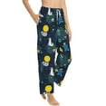 thumbnail image 2 of Uemuo Space and Animals Pattern Women's Wide Leg Palazzo Lounge Pants with Pockets Light Weight Loose Comfy Casual Pajama Pants-Medium, 2 of 9