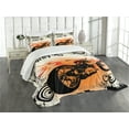 thumbnail image 3 of Ambesonne Orange Black Quilted Bedspread Set 3 Pcs, Freedom Theme Sign, Queen Size, Black Orange Cream, 3 of 5