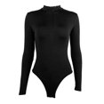 thumbnail image 1 of Simple Mock Neck Long-Sleeved Zippered Bodysuit Versatile Leisure Comfy Clothing for Women Daily Wear, 1 of 5