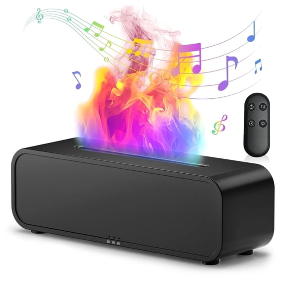 Noahstrong Flame Oil Diffuser Humidifier, 250ml Essential Oil Diffusers for Large Rooms, Dynamic Fire Flame Sound Pickup, Cool Mist Oil Diffuser for Home with 7 Color Lights, Remote Control, Black