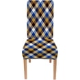 thumbnail image 3 of Kitchen Chair Covers Set of 6 Black Blue Gold and White Plaid Removable Chair Covers Stretch Dining Room Chair Covers for Home Restaurant Banquet Party, 3 of 3