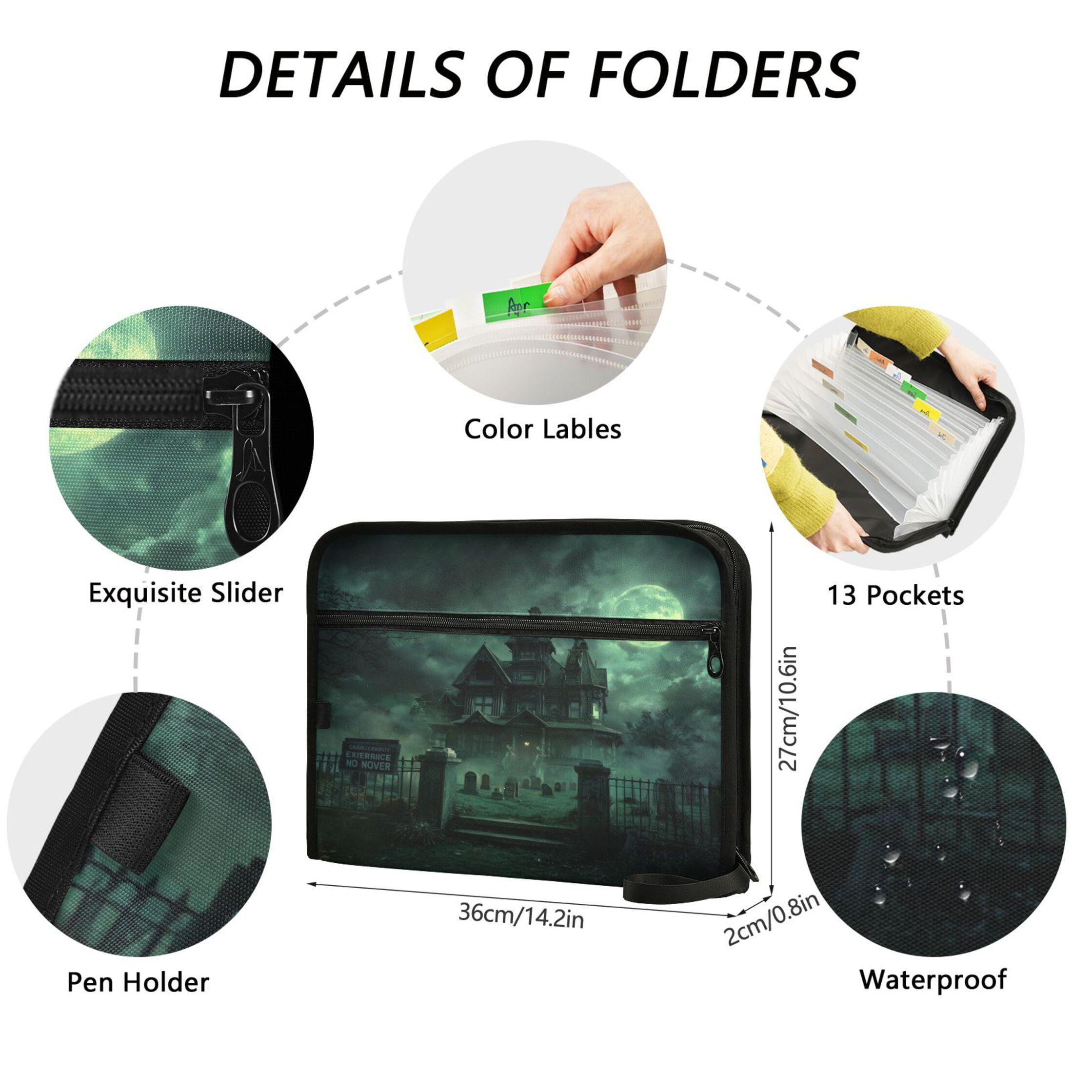 Expandable Folder with Colored Tabs, Desktop Folding Folder for Organizing Files by Category, with 13 Pockets, Suitable for Office Use Grave Markers Stand in Rows