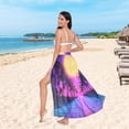 thumbnail image 6 of FORMRS Womens Long Sarong Beach Wrap Semi-Sheer Bikini Skirt Bathing Swimsuit Cover Up, Purple Neon Road, 6 of 7