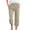 Khaki, variant on Capri Pants for Women Cotton Linen Summer Casual Lightweight Elastic Waist Straight Leg Cropped Sweatpants with Pockets