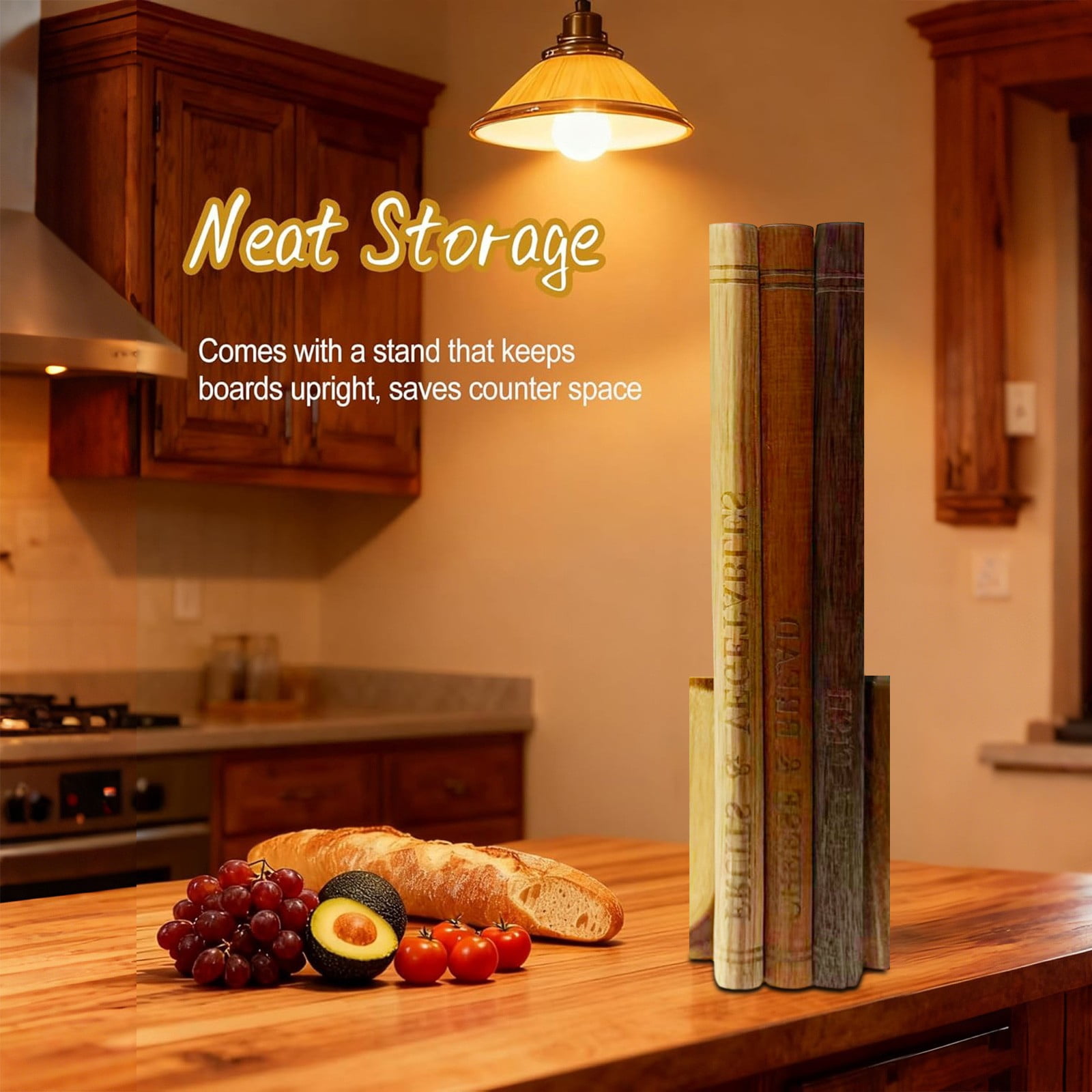 Cutting Board that Looks like Books, Set of 3 Solid Wood Book Shaped Cutting Board Library with Wooden Stand, for the Books Loving Chef
