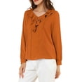 thumbnail image 5 of Allegra K Women's Ruffle V Neck Office Button Front Vintage Blouse, 5 of 7