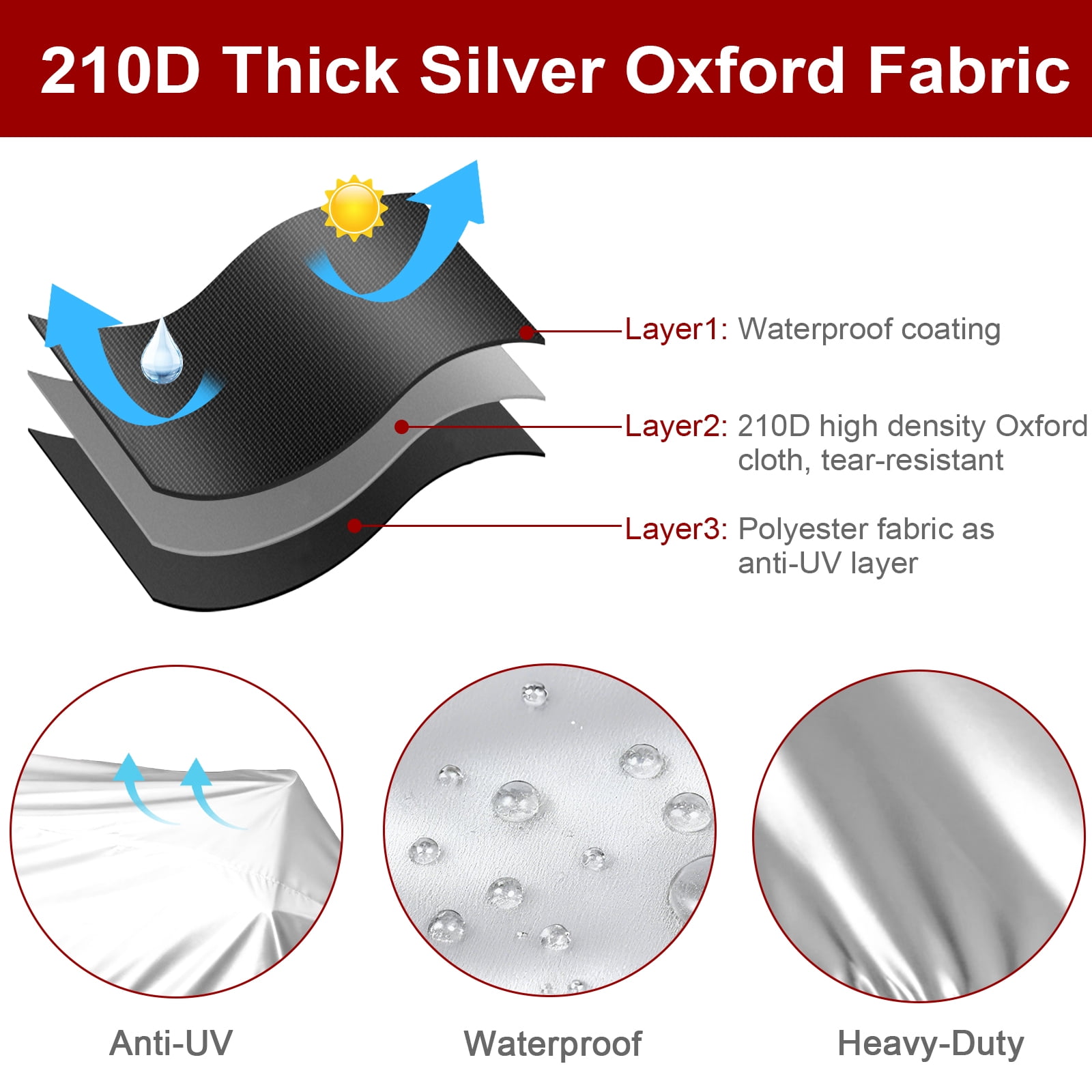 Dream Apparel Motorcycle Half Cover, Waterproof Motorcycle Cover for Outdoor, Rain Snow Dust Protection Universal Fit Heavy Duty Motorbike Vehicle Cover with Storage Bag, Silver L