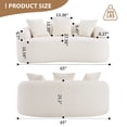 thumbnail image 3 of LY-025S Curved Loveseat White Full Compression Sponge Sofa, 30D Chenille No-Assembly Compact Sofa for Small Spaces & Apartments, 65"L, 300 lbs, 3 Pillows, 3 of 9