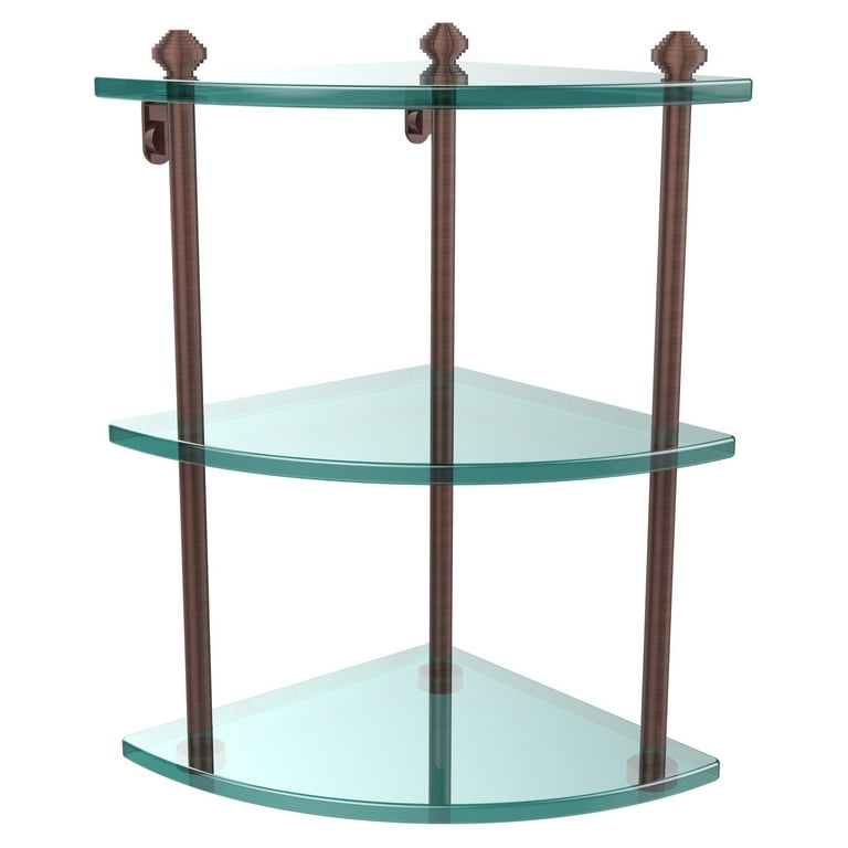 Southbeach Collection 8 in. 2-Tier Corner Glass Shelf in Oil Rubbed Bronze Southbeach Collection 8 in. 2-Tier Corner Glass Shelf in Oil Rubbed Bronze