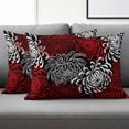 thumbnail image 2 of Set of 2 Floral Pattern Pillow Covers 12x20 Inch, Outline White Red Chrysanthemum Graphic Decorative Throw Pillow Cases Cotton Cushion Covers for Sofa Couch Bed Living Room Bedroom Home Decor, 2 of 9