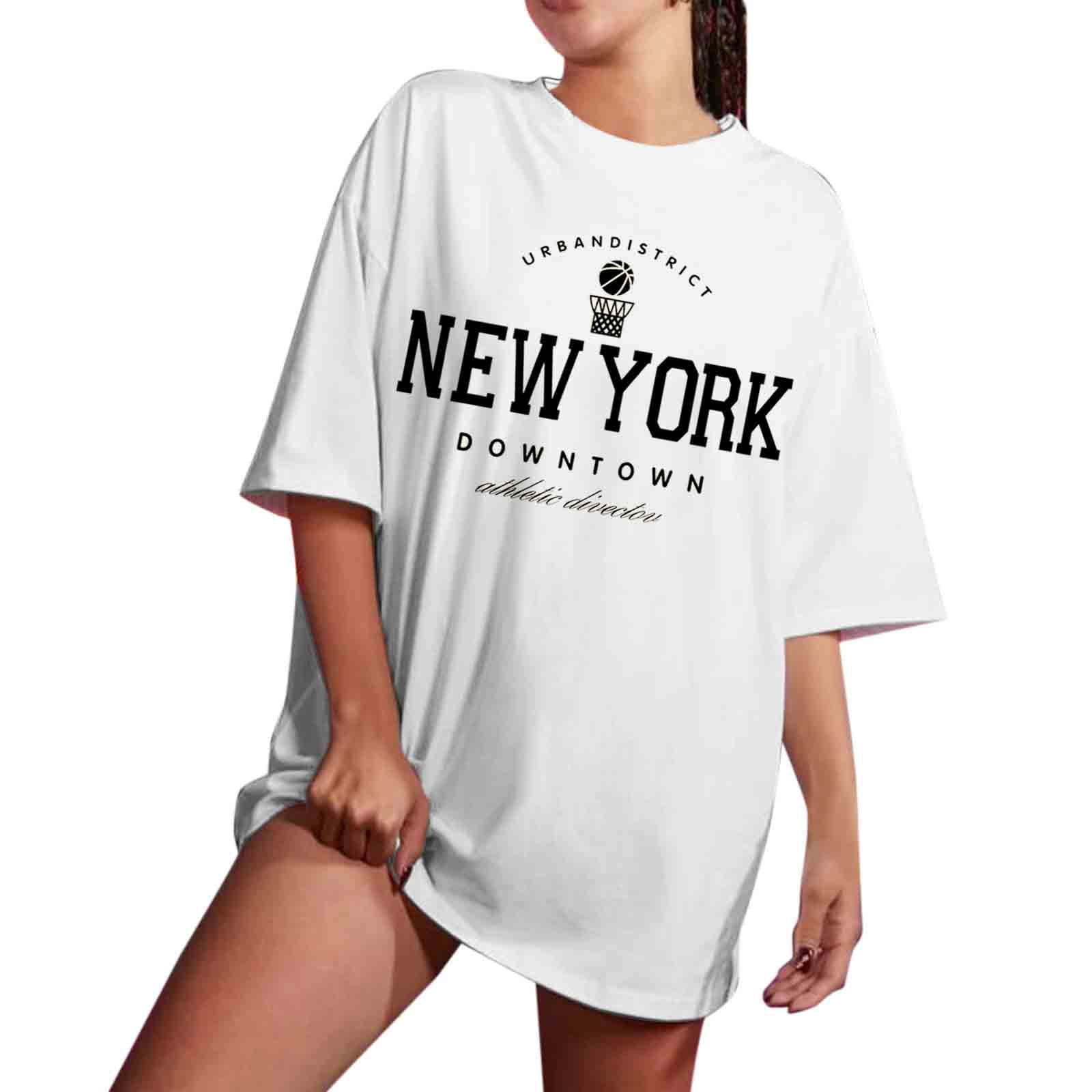 Rovga T-Shirts For Women Novelty Letter Oversized Drop Shoulder Longline Tee T Shirts Summer Fashion Casual T Shirts - Walmart.com