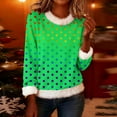 thumbnail image 2 of BUIGTTKLOP Christmas Sweatshirts for Women Fuzzy Fleece Trim V Neck Shirt Dressy Casual Graphic Print Tops, 2 of 6