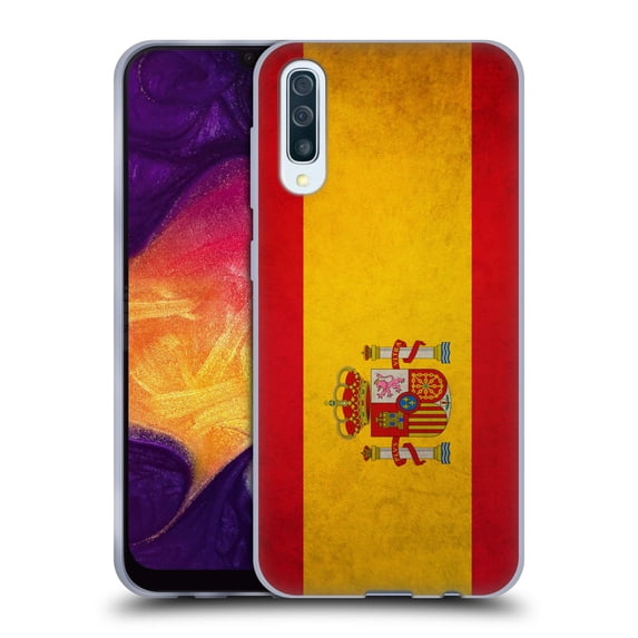 Head Case Designs Vintage Flags Spain Spanish Soft Gel Case Compatible with Samsung Galaxy A50/A30s (2019)
