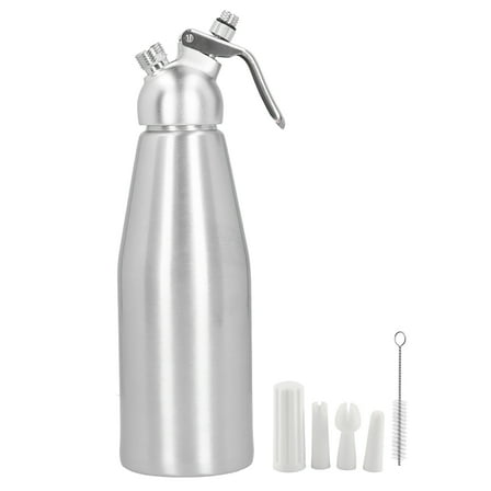 1000ML Aluminum Alloy Cream Whipper - Professional Dessert Dispenser with 3 Decorating Nozzles
