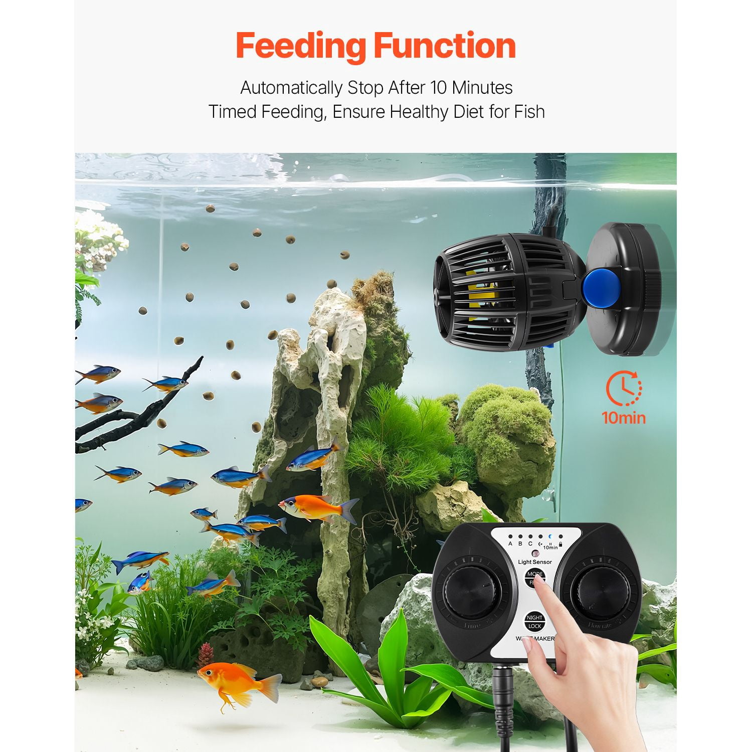 10W DC 24V Aquarium Wave Maker with Controller – Adjustable Flow Powerhead Pump with Magnetic Base – for Saltwater & Freshwater Fish Tanks (Up to 100 Gallon)