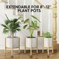 thumbnail image 3 of MUDEELA 14 Inch Tall Plant Stand for Indoor, Adjustable Width Bamboo Plant Stand for 8 9 10 11 12 Inches Pot, Single Tier Planter Holder Floor Stand, Mid Century Modern Style, Dark Brown, Without Pot, 3 of 10
