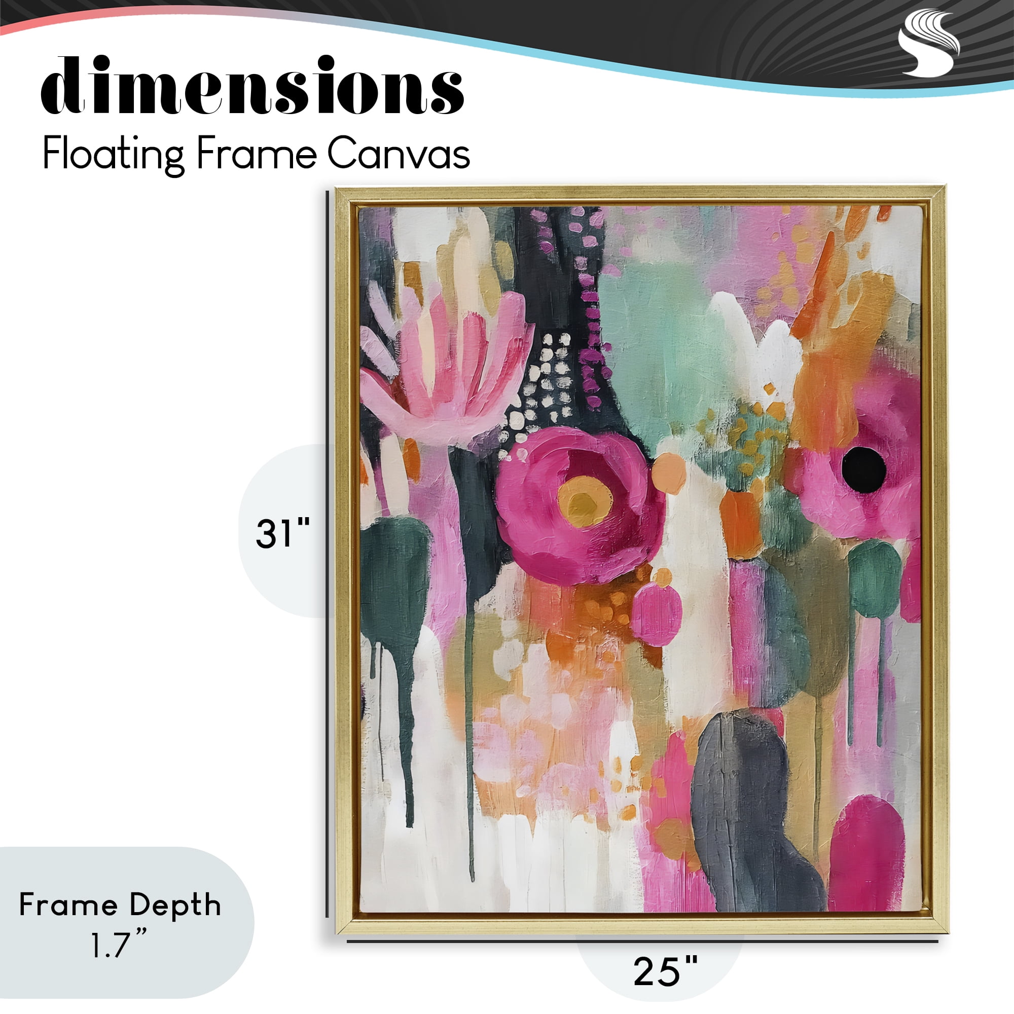 Stupell Industries Dripping Blooms Cascade Gold Framed Floater Canvas Wall Art, design by Riley B