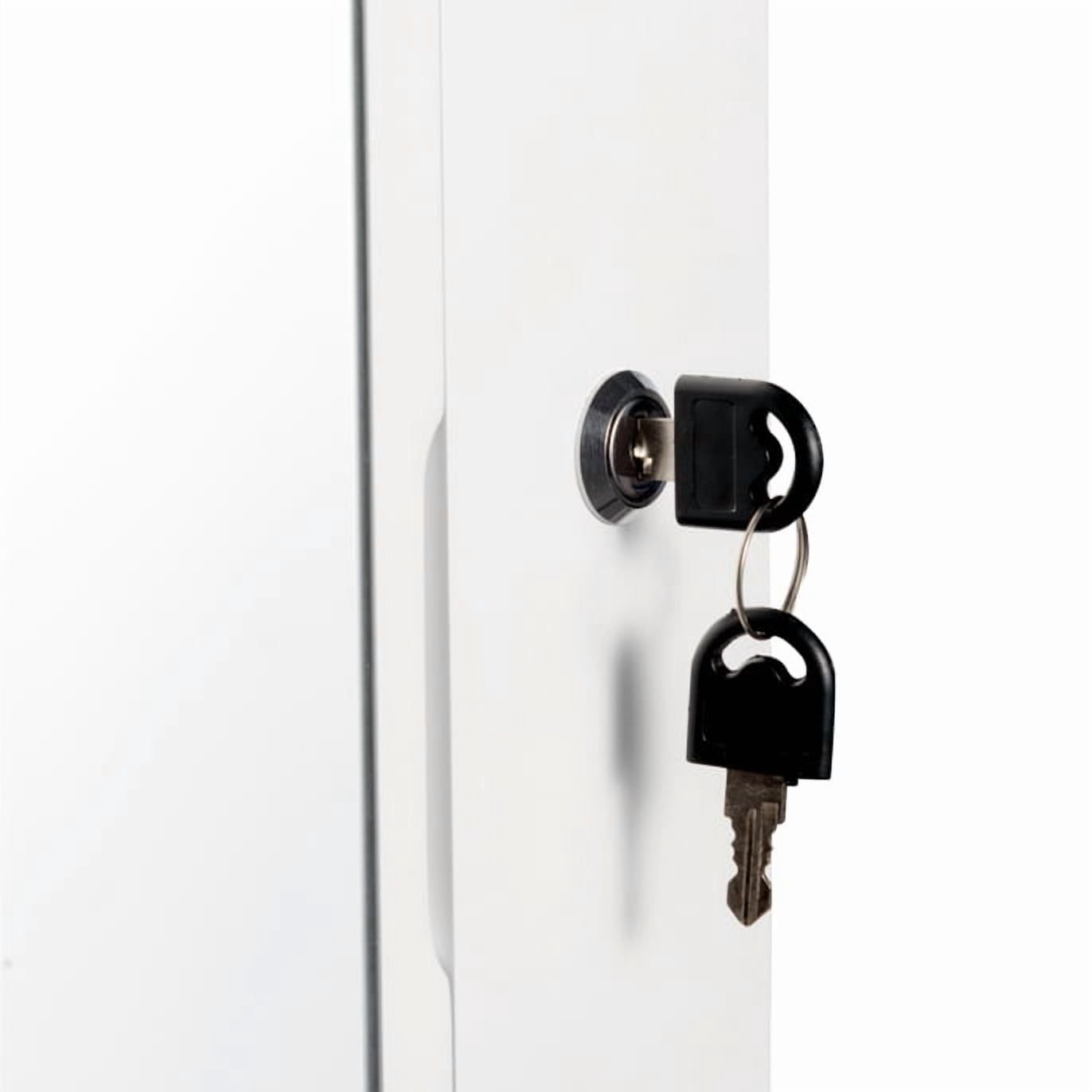 Patiojoy Lockable Wall Door Mounted Storage Organizer Mirrored Jewelry Cabinet w/ Lights White