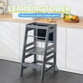 thumbnail image 2 of ZOPan Bamboo Adjustable Height Kitchen Step Stool, Learning Tower & Helper Stool for Bathroom, Kitchen Counter - Designed Growth and Independenc, Gray, 2 of 8